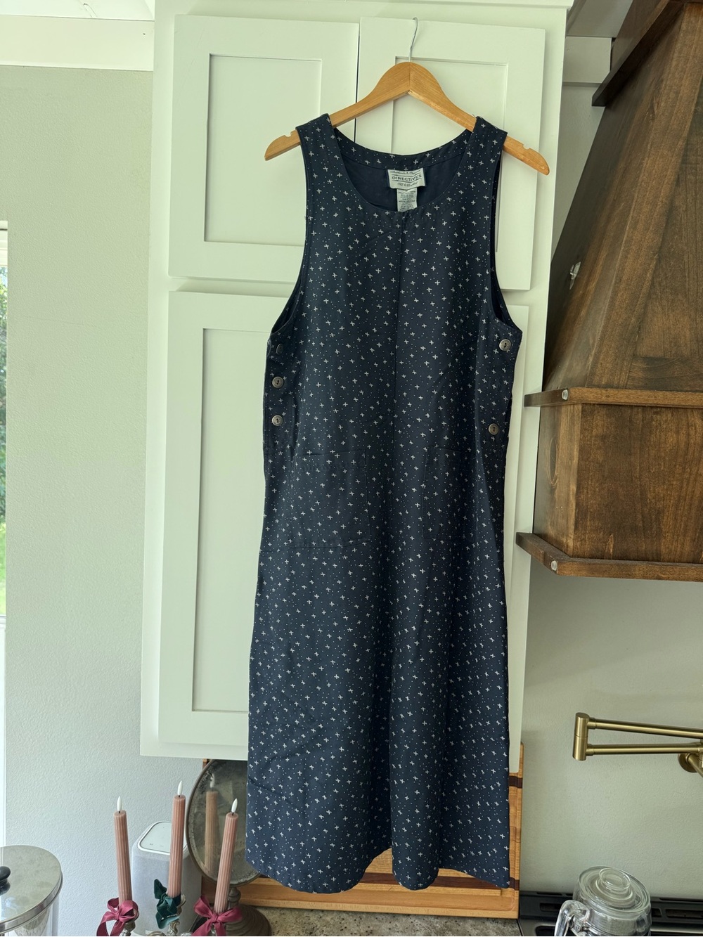 Directives Fit & Comfort| Navy Print Button Side Maxi Jumper Dress| Medium